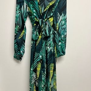 Palm Printed maxi wrap dress